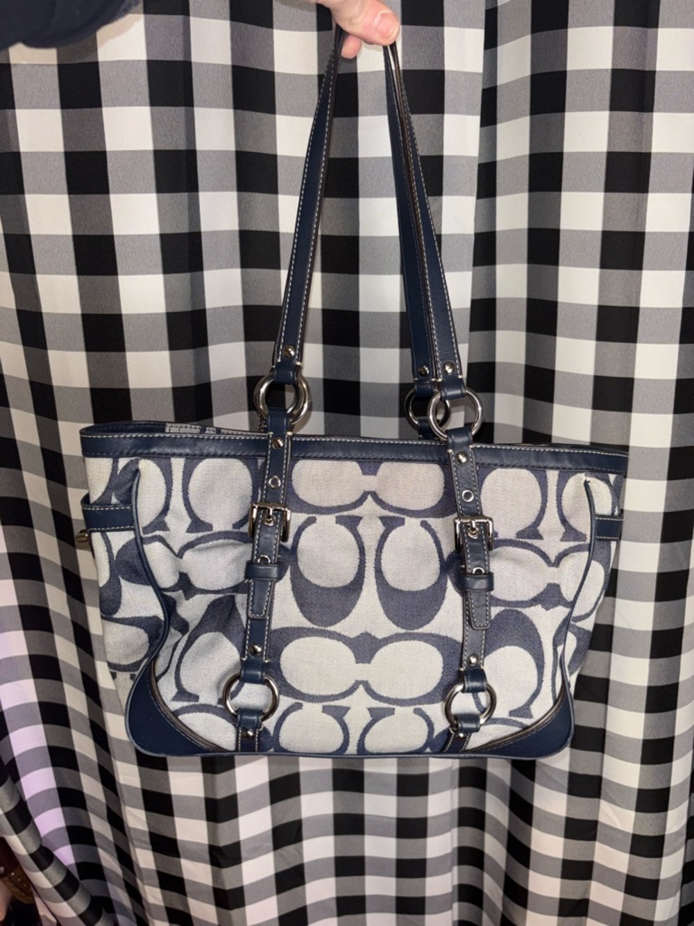 Coach Optic Blue Signature Jacquard Tote 2011 - Picture 2 of 7